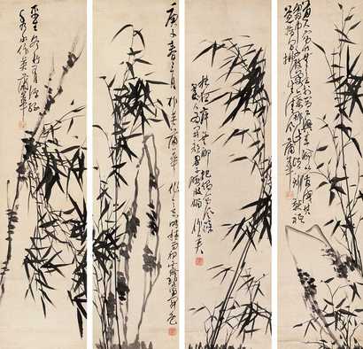 蒲华 1900年作 墨竹图屏 立轴